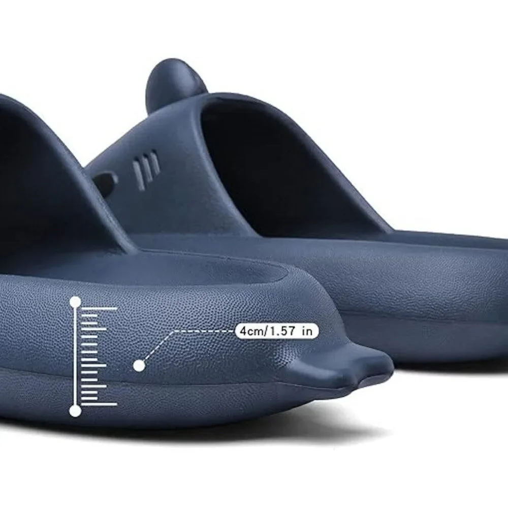 Iminpin Mens Size 7.5 Blue Shark Slide On Open Toe Cloud Slippers Mule Shoes